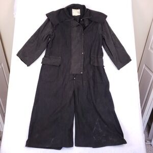 VTG Driza-Bone Riding Coat Sz 6 Waxed Cotton Duster Oilskin Black Drover Western